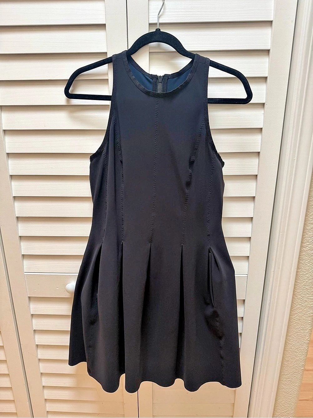 Lululemon Women's Pleated High Neck Mini Dress in Black - Approx. Size Medium